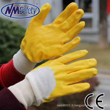 NMSAFETY interlock revêtement jaune nitrile enduit de sécurité industrielle gant de travail